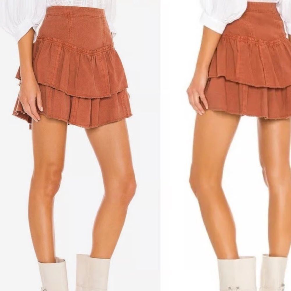 Chelsea and Violet Girls Ruffle mini skirt in clay color size large
